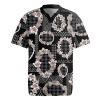 Hawaiian Leis Rugby Jersey Kakau Tattoos and Palaka Pastel Grayscale