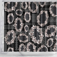Hawaiian Leis Shower Curtain Kakau Tattoos and Palaka Pastel Grayscale