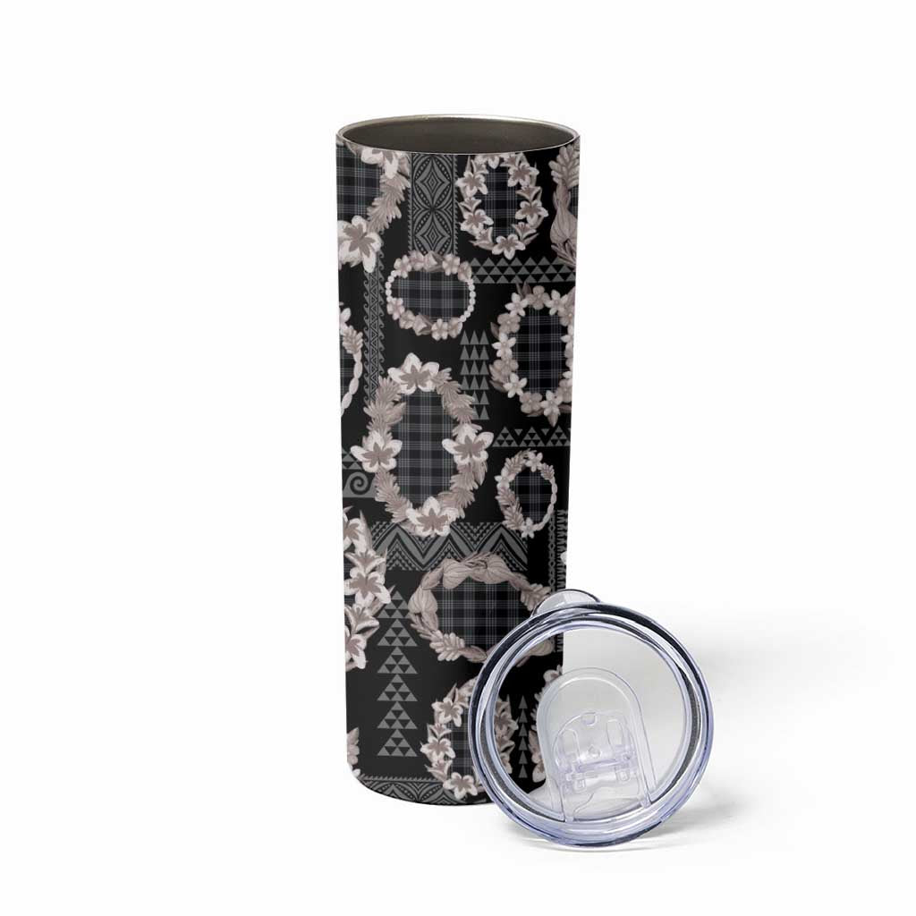 Hawaiian Leis Skinny Tumbler Kakau Tattoos and Palaka Pastel Grayscale