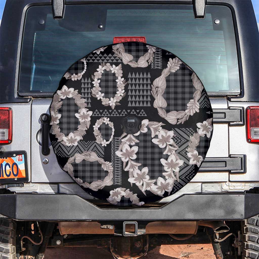 Hawaiian Leis Spare Tire Cover Kakau Tattoos and Palaka Pastel Grayscale