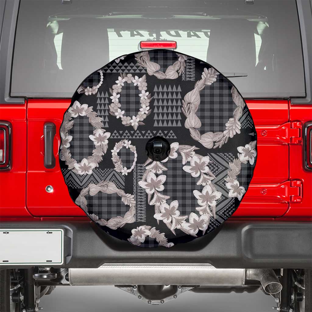 Hawaiian Leis Spare Tire Cover Kakau Tattoos and Palaka Pastel Grayscale