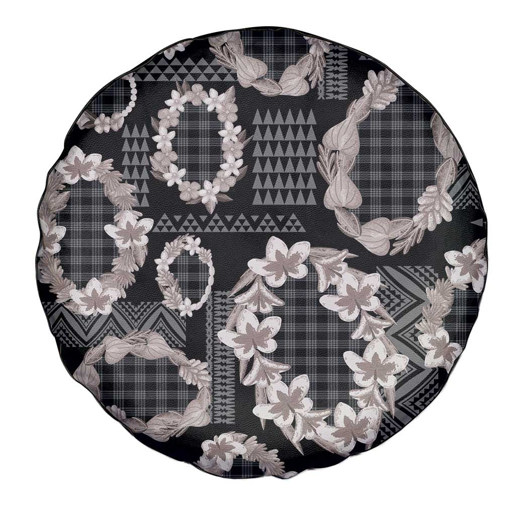 Hawaiian Leis Spare Tire Cover Kakau Tattoos and Palaka Pastel Grayscale