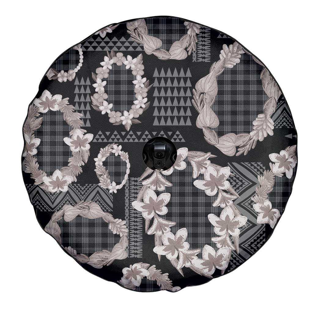 Hawaiian Leis Spare Tire Cover Kakau Tattoos and Palaka Pastel Grayscale