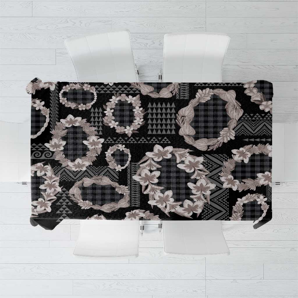 Hawaiian Leis Tablecloth Kakau Tattoos and Palaka Pastel Grayscale