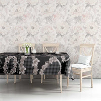 Hawaiian Leis Tablecloth Kakau Tattoos and Palaka Pastel Grayscale