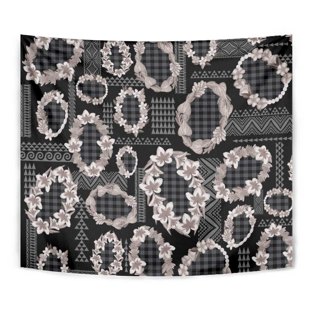 Hawaiian Leis Tapestry Kakau Tattoos and Palaka Pastel Grayscale