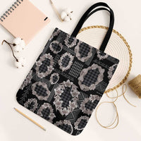 Hawaiian Leis Tote Bag Kakau Tattoos and Palaka Pastel Grayscale