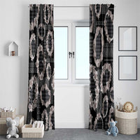 Hawaiian Leis Window Curtain Kakau Tattoos and Palaka Pastel Grayscale