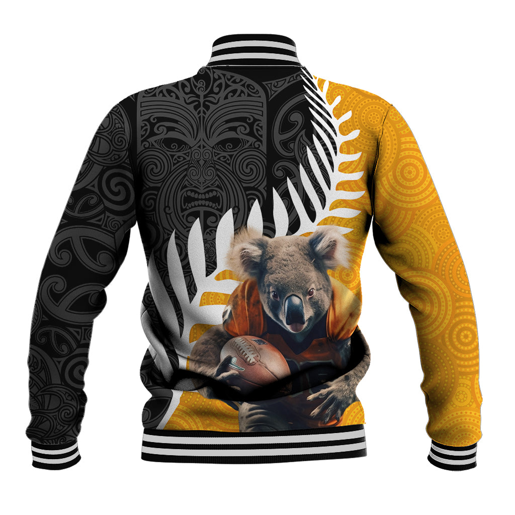 New Zealand and Australia Rugby Baseball Jacket Koala and Maori Warrior Together