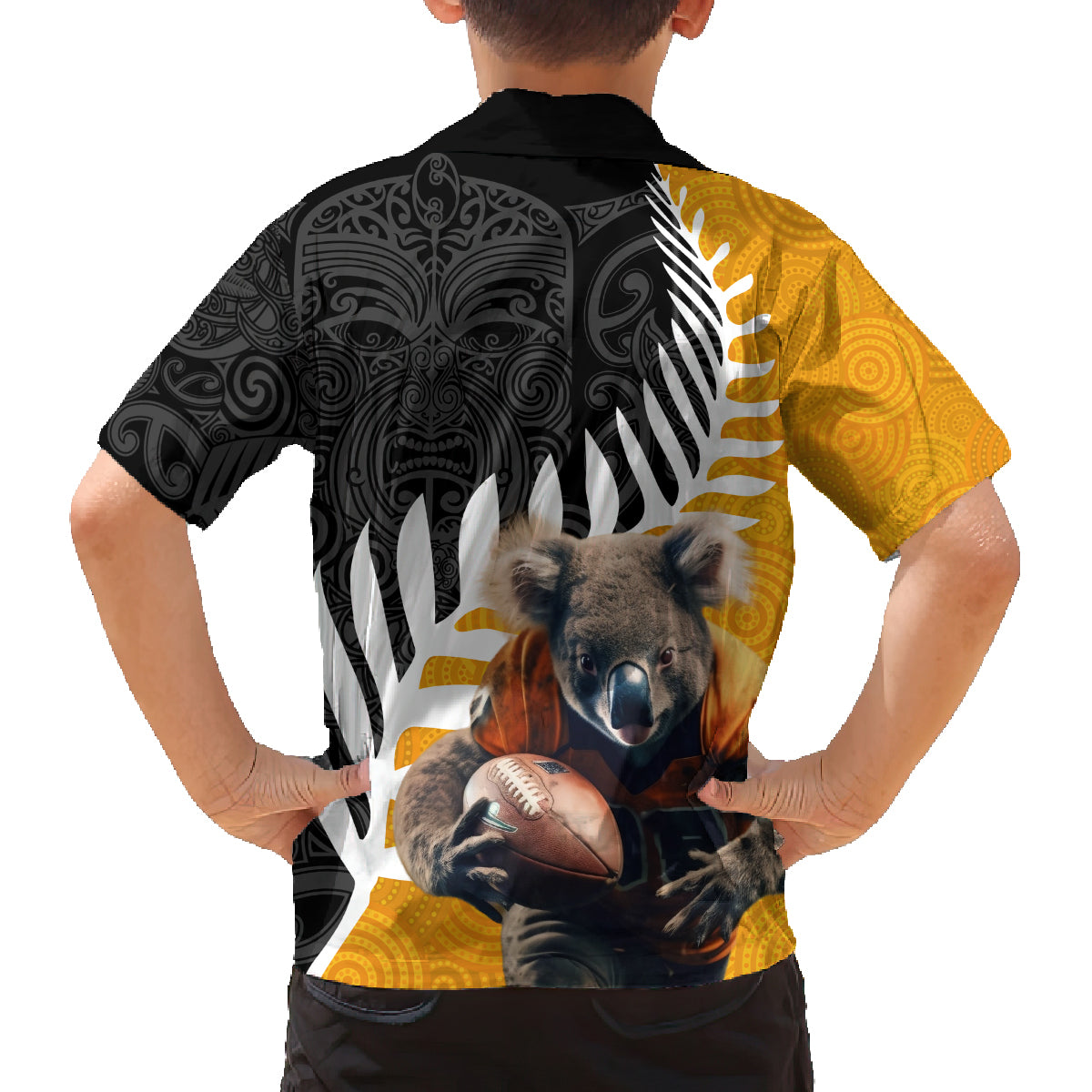 New Zealand and Australia Rugby Family Matching Tank Maxi Dress and Hawaiian Shirt Koala and Maori Warrior Together