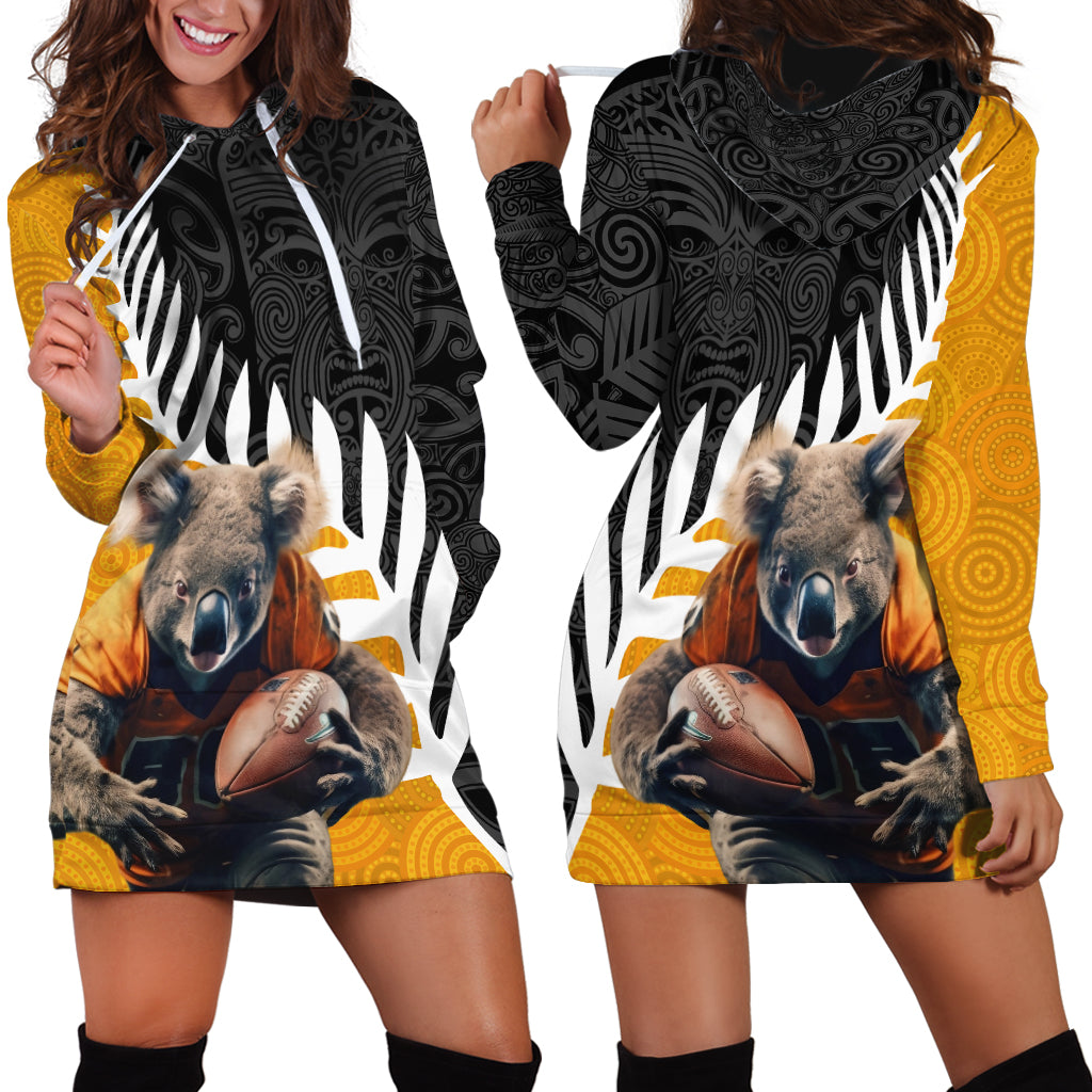 New Zealand and Australia Rugby Hoodie Dress Koala and Maori Warrior Together LT03 - Polynesian Pride