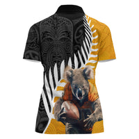New Zealand and Australia Rugby Women Polo Shirt Koala and Maori Warrior Together LT03 - Polynesian Pride