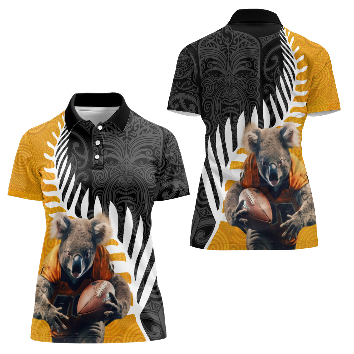 New Zealand and Australia Rugby Women Polo Shirt Koala and Maori Warrior Together LT03 - Polynesian Pride