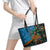 Fiji and Australia Leather Tote Bag Palm Tree and Abogirinal Emu