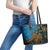 Fiji and Australia Leather Tote Bag Palm Tree and Abogirinal Emu