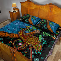 Fiji and Australia Quilt Bed Set Palm Tree and Abogirinal Emu