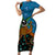 Fiji and Australia Short Sleeve Bodycon Dress Palm Tree and Abogirinal Emu