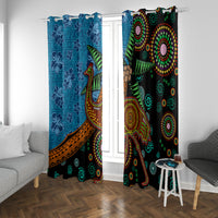 Fiji and Australia Window Curtain Palm Tree and Abogirinal Emu