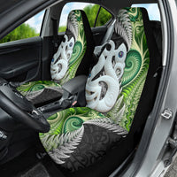New Zealand Koru Natural Car Seat Cover Manaia and Silver Fern Maori Pattern