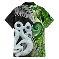 New Zealand Koru Natural Family Matching Short Sleeve Bodycon Dress and Hawaiian Shirt Manaia and Silver Fern Maori Pattern
