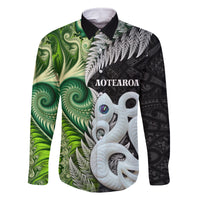 New Zealand Koru Natural Family Matching Tank Maxi Dress and Hawaiian Shirt Manaia and Silver Fern Maori Pattern