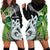 New Zealand Koru Natural Hoodie Dress Manaia and Silver Fern Maori Pattern