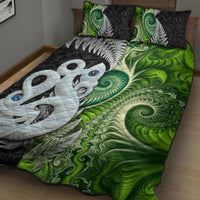 New Zealand Koru Natural Quilt Bed Set Manaia and Silver Fern Maori Pattern