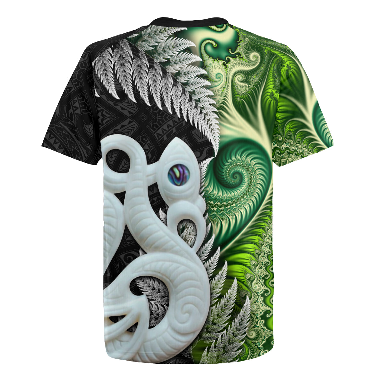 New Zealand Koru Natural Rugby Jersey Manaia and Silver Fern Maori Pattern