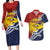 Kiribati Independence Day Couples Matching Long Sleeve Bodycon Dress and Hawaiian Shirt Polynesian and Melanesian Art Tattoo