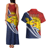 Kiribati Independence Day Couples Matching Tank Maxi Dress and Hawaiian Shirt Polynesian and Melanesian Art Tattoo