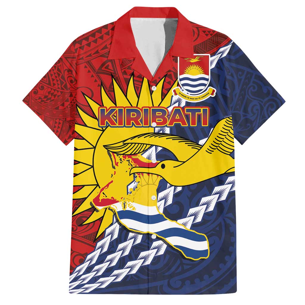 Kiribati Independence Day Family Matching Off Shoulder Maxi Dress and Hawaiian Shirt Polynesian and Melanesian Art Tattoo