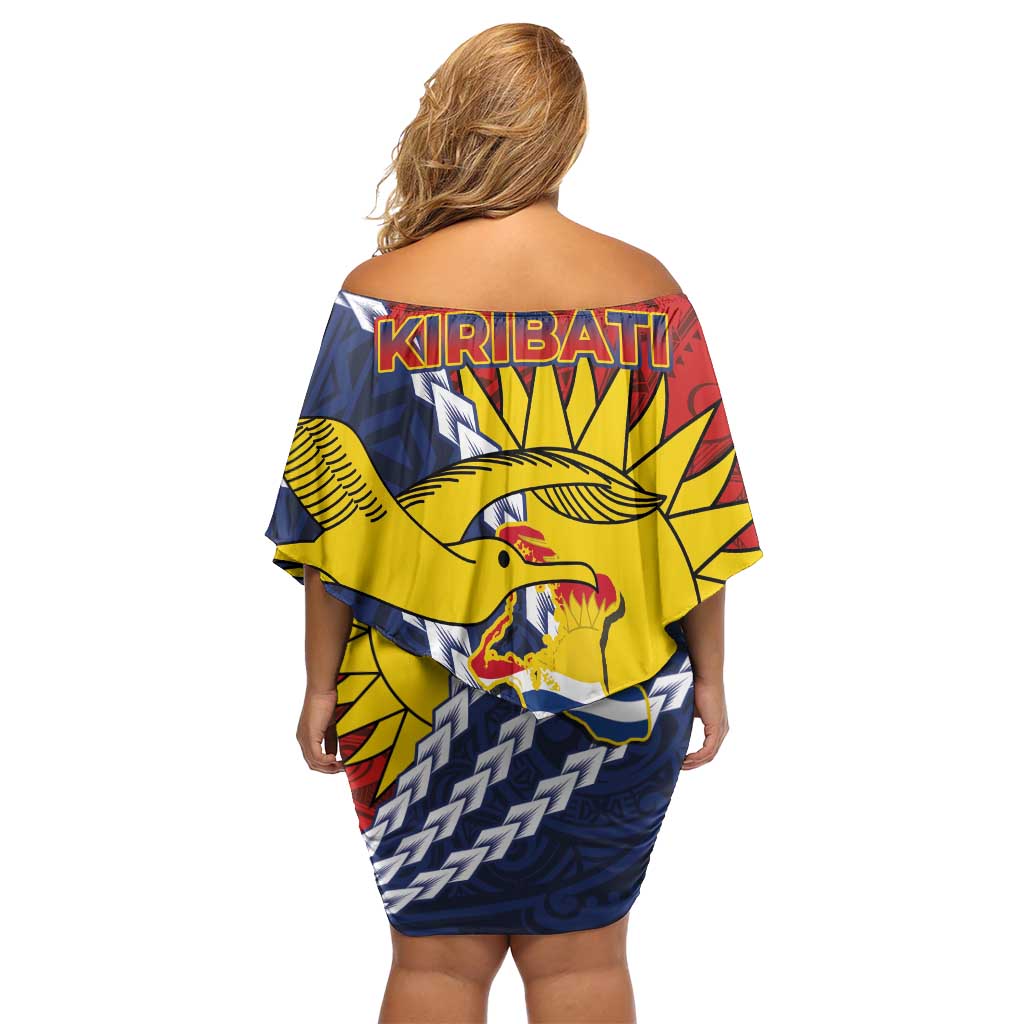 Kiribati Independence Day Family Matching Off Shoulder Short Dress and Hawaiian Shirt Polynesian and Melanesian Art Tattoo