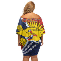 Kiribati Independence Day Family Matching Off Shoulder Short Dress and Hawaiian Shirt Polynesian and Melanesian Art Tattoo