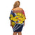 Kiribati Independence Day Family Matching Off Shoulder Short Dress and Hawaiian Shirt Polynesian and Melanesian Art Tattoo