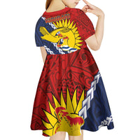 Kiribati Independence Day Kid Short Sleeve Dress Polynesian and Melanesian Art Tattoo