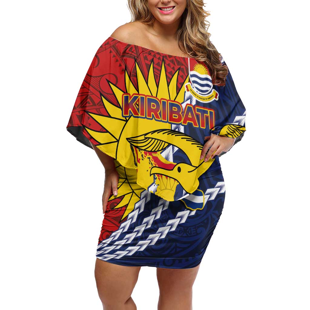 Kiribati Independence Day Off Shoulder Short Dress Polynesian and Melanesian Art Tattoo