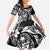 Guam Dolphins Tribal Tattoo Family Matching Mermaid Dress and Hawaiian Shirt Polynesian Art and Tropical Flower Grayscale