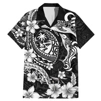 Guam Dolphins Tribal Tattoo Family Matching Mermaid Dress and Hawaiian Shirt Polynesian Art and Tropical Flower Grayscale