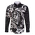 Guam Dolphins Tribal Tattoo Family Matching Mermaid Dress and Hawaiian Shirt Polynesian Art and Tropical Flower Grayscale