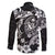 Guam Dolphins Tribal Tattoo Family Matching Mermaid Dress and Hawaiian Shirt Polynesian Art and Tropical Flower Grayscale