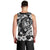 Guam Dolphins Tribal Tattoo Men Tank Top Polynesian Art and Tropical Flower Grayscale