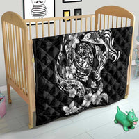 Guam Dolphins Tribal Tattoo Quilt Polynesian Art and Tropical Flower Grayscale