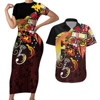 Papua New Guinea 2025 Couples Matching Short Sleeve Bodycon Dress and Hawaiian Shirt 50th Independence Day Anniversary