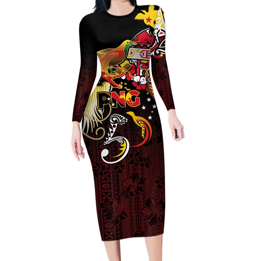 Papua New Guinea 2025 Family Matching Long Sleeve Bodycon Dress and Hawaiian Shirt 50th Independence Day Anniversary