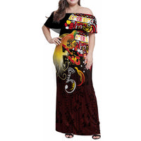 Papua New Guinea 2025 Family Matching Off Shoulder Maxi Dress and Hawaiian Shirt 50th Independence Day Anniversary