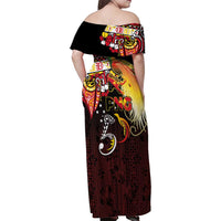 Papua New Guinea 2025 Family Matching Off Shoulder Maxi Dress and Hawaiian Shirt 50th Independence Day Anniversary
