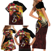 Papua New Guinea 2025 Family Matching Short Sleeve Bodycon Dress and Hawaiian Shirt 50th Independence Day Anniversary