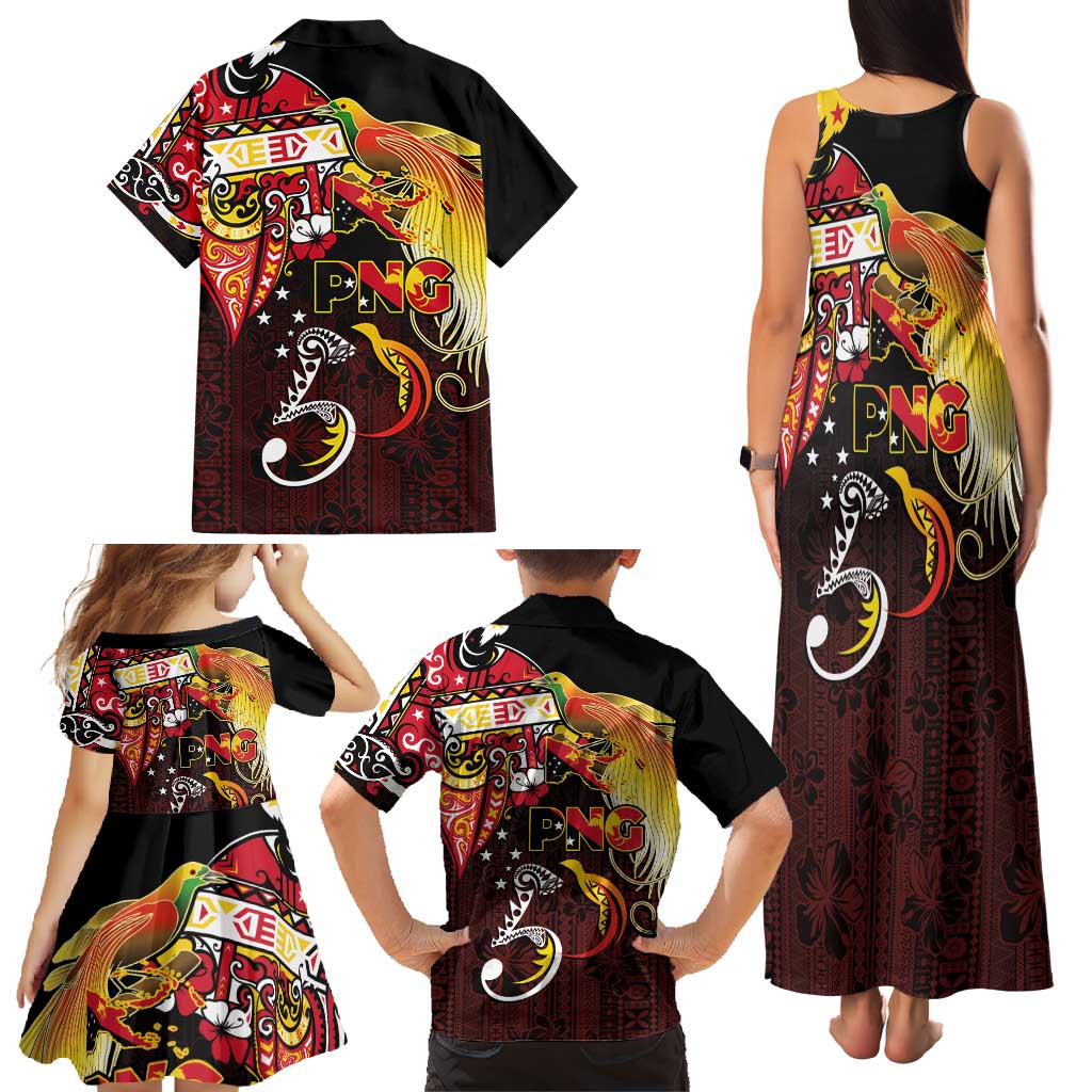 Papua New Guinea 2025 Family Matching Tank Maxi Dress and Hawaiian Shirt 50th Independence Day Anniversary