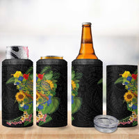 Hawaiian Tropical Plants and Chameleon 4 in 1 Can Cooler Tumbler Polynesian Art Colorful - Polynesian Pride