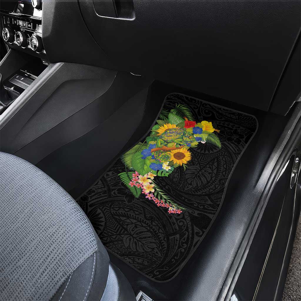 Hawaiian Tropical Plants and Chameleon Car Mats Polynesian Art Colorful - Polynesian Pride